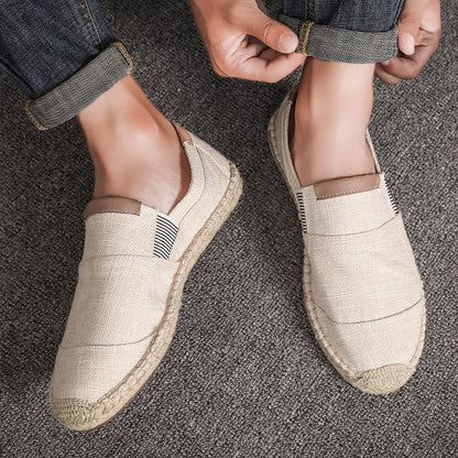 Handmade straw canvas shoes