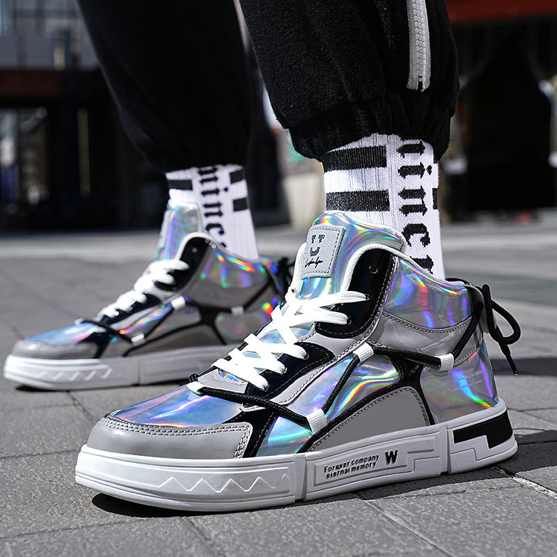 High-top Color Matching Lace Up Sneakers