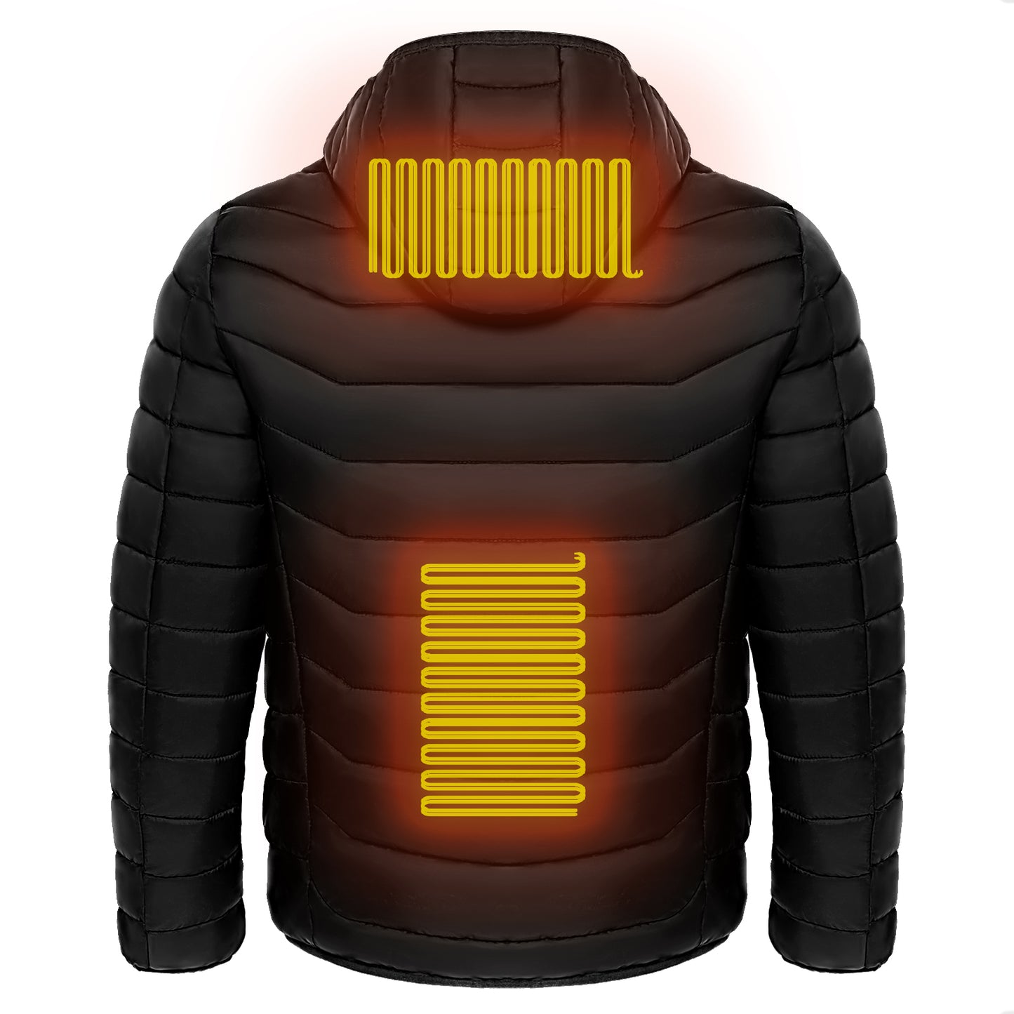 Men Heated Puffer Jacket Electric Heating Insulated Hood Windbreaker 9Heat Zones