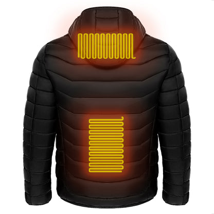 Men Heated Puffer Jacket Electric Heating Insulated Hood Windbreaker 9Heat Zones