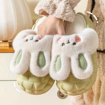 Cute Rabbit Fuzzy Detachable Washable House Shoes