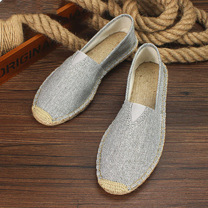 Men's handmade straw cloth shoes