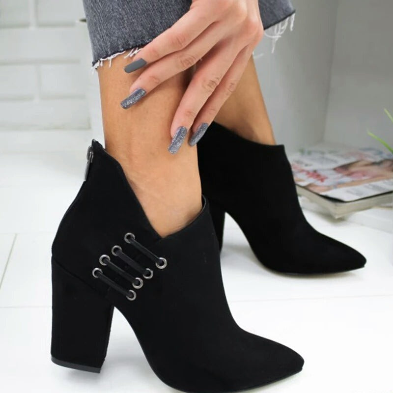 Fashion Ankle Boots Women Pointed-toe Zipper Shoes Lady