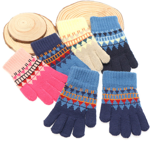 Warm-keeping Cold-proof Thickened Plush Outdoor Children's Five-finger Gloves