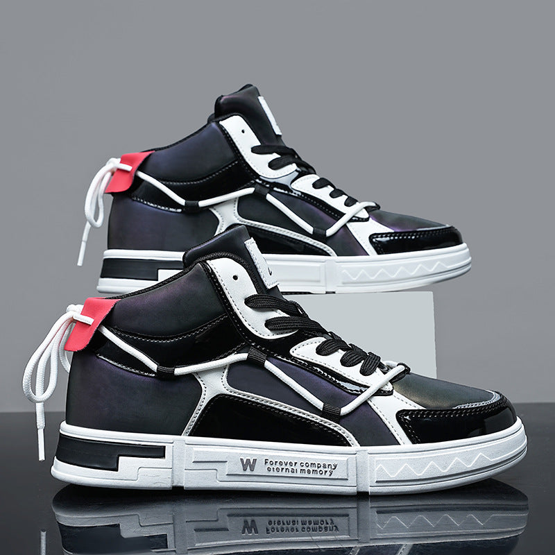 High-top Color Matching Lace Up Sneakers