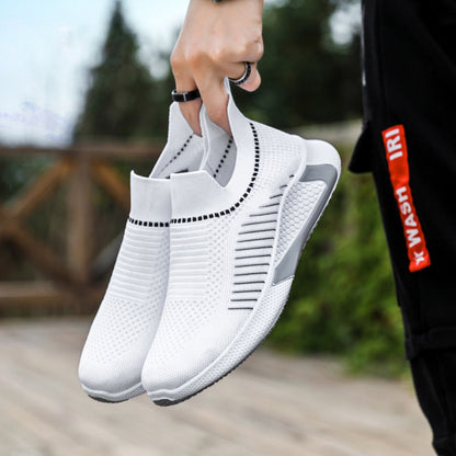 Men Outdoor Breathable Slip-on Mesh Sock Shoes With Striped Design Sneakers