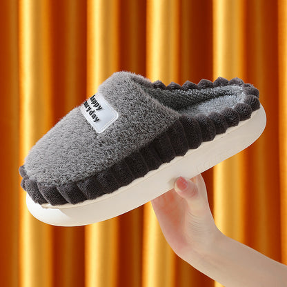 Men Thick-soled Fluffy Fleece Home Slippers