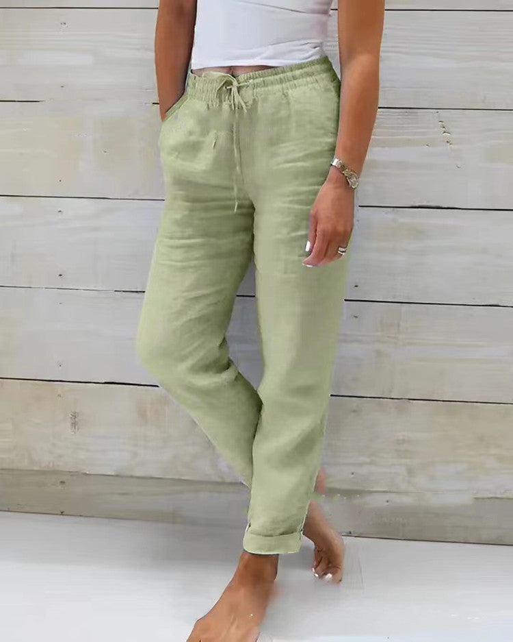 Effortless Elegance: Women's High Waist Cotton Linen Bliss