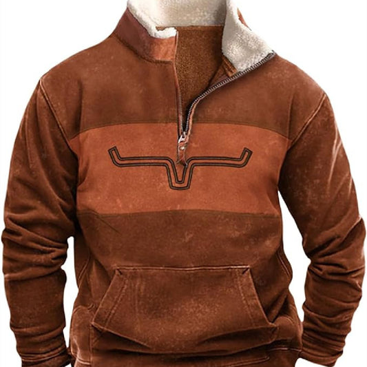 Zipper Sweater Men's Printed Turtleneck