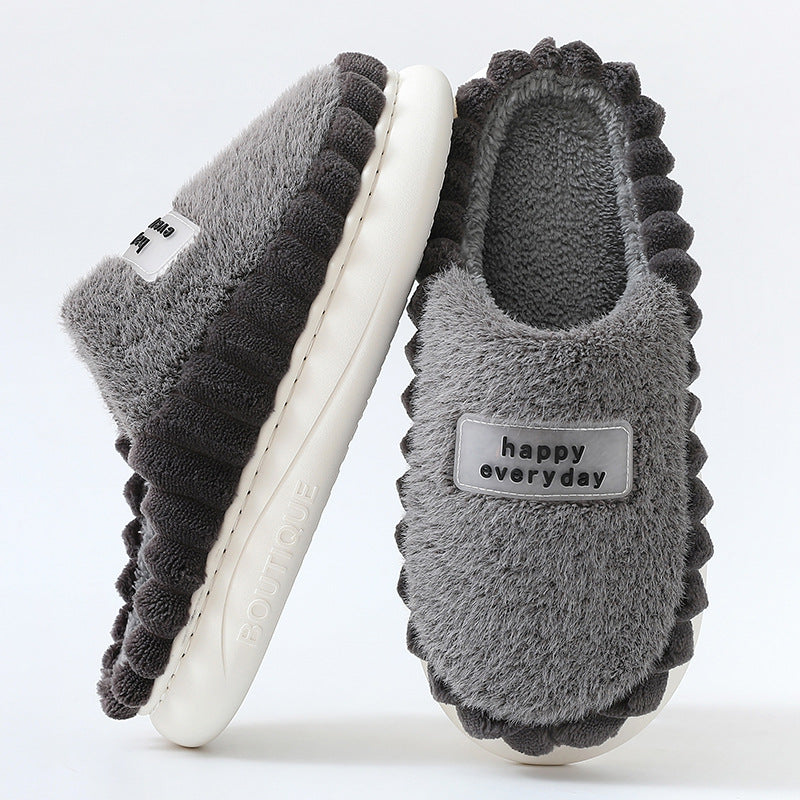 Men Thick-soled Fluffy Fleece Home Slippers