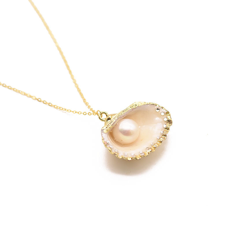 Pearl Necklace 925 Sterling Silver Shell Jewelry