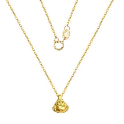 18K Yellow Gold Buddha Pendant Necklace