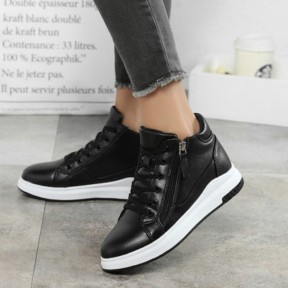 Black leather board shoes