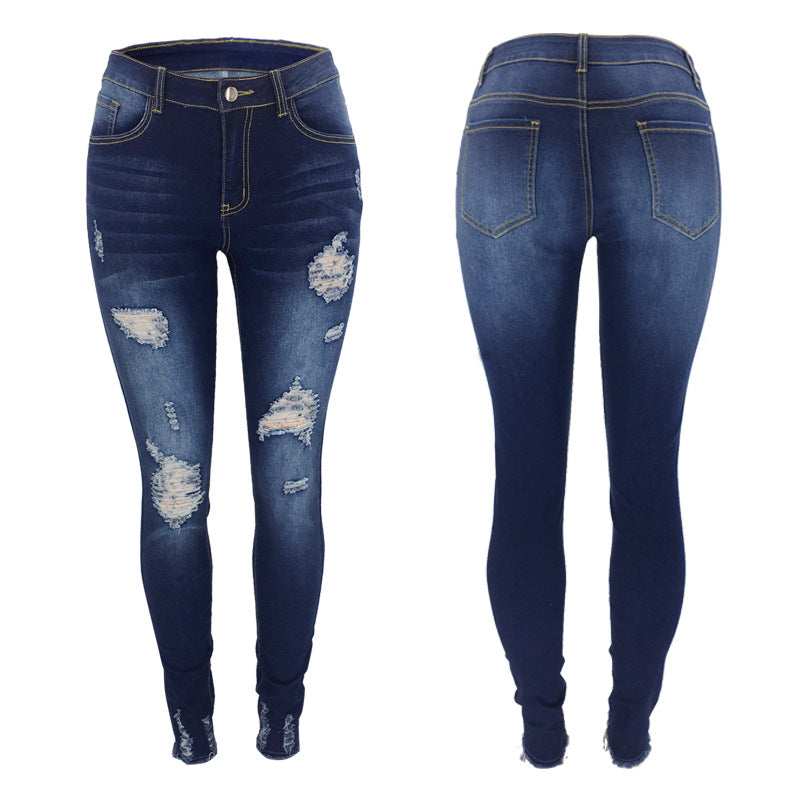 Women Ripped Jeans Slim Fit Skinny