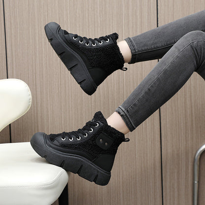 Lace-up High-top Flat Shoes