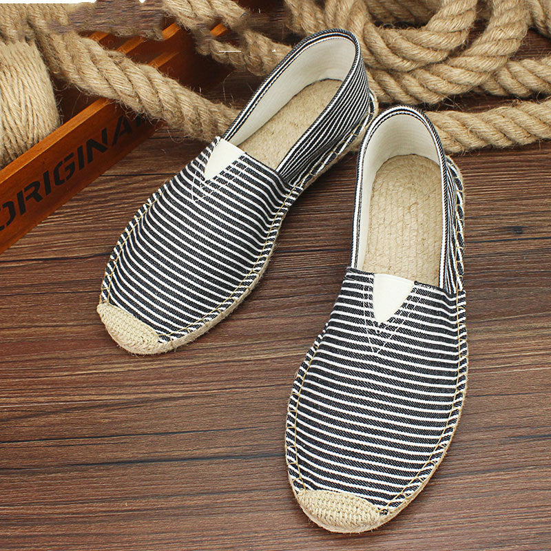 Men's handmade straw cloth shoes
