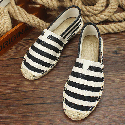 Men's handmade straw cloth shoes