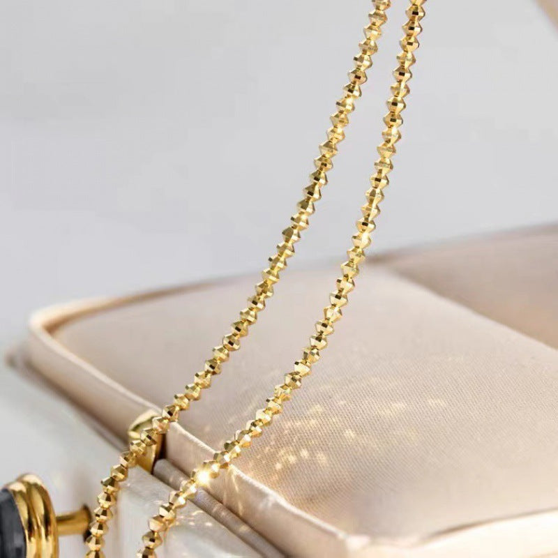 18K Gold Necklace Bungee Wave Bead Chain