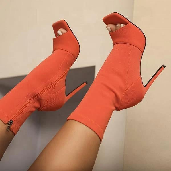 Fish mouth autumn fashion solid color winter low-top women's stiletto high heels