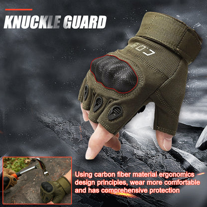 Men Tactical Rubber Knuckle Protective Gear Tactical Gloves