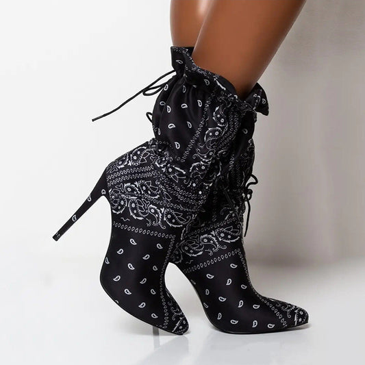 Middle-Tube Boots With High Heels And Pointed Toes
