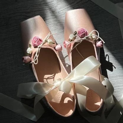 Women Wearing Ballet Shoes With Cross Straps