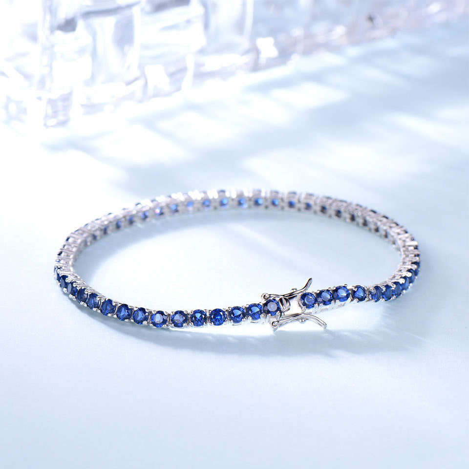 925 Sterling Silver Nano Sapphire Tennis Bracelet