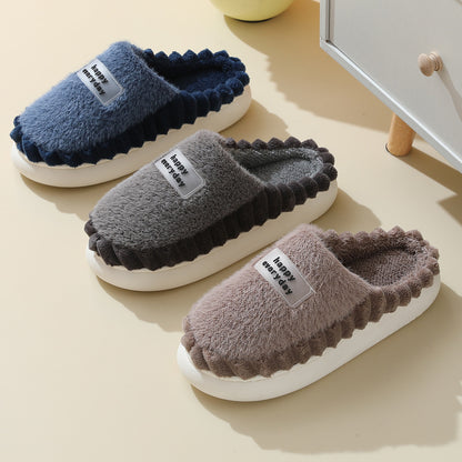 Men Thick-soled Fluffy Fleece Home Slippers