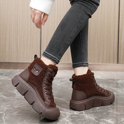 Lace-up High-top Flat Shoes