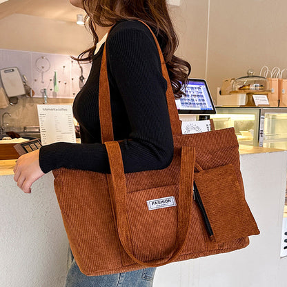 Winter Chic: Corduroy Shoulder Bag Set