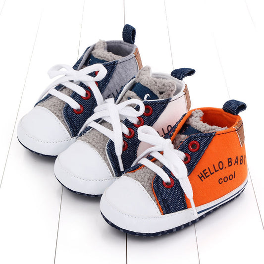 Canvas color matching letters walking shoes