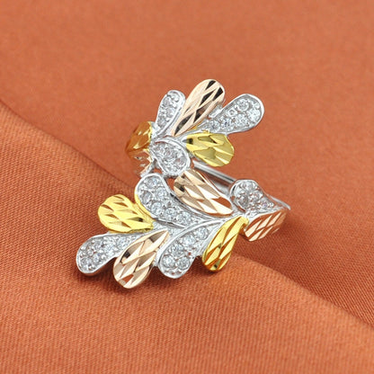 Sterling Silver Color Gold Index Finger Leaf Ring