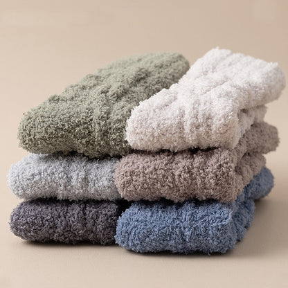Winter Warm Fuzzy Coral Fleece Velvet Thickened Sleeping Floor Socks