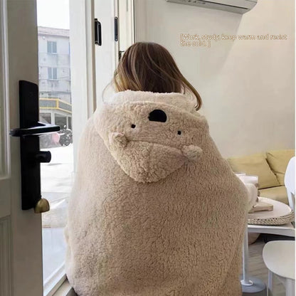 Ins Cartoon Bear Student Shawl Cape