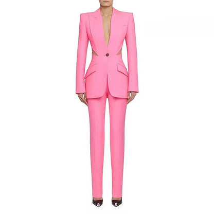 Fashion Hollowed-out Slimming Small Suit Leg-showing Pants