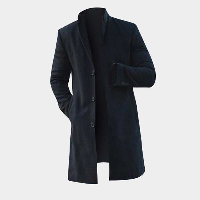 Men's Trench Long Solid Slim Fit Jackets