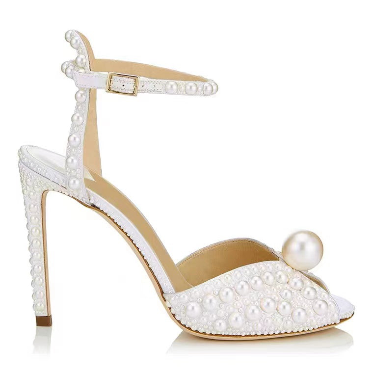 Fish Mouth Pearl Bridal Wedding Shoes Women