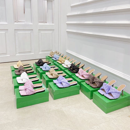 Summer New Woven Outer Wear High Heels Women