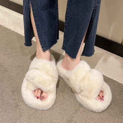Women Winter Warm Fuzzy Slippers Plush Soft Shoes