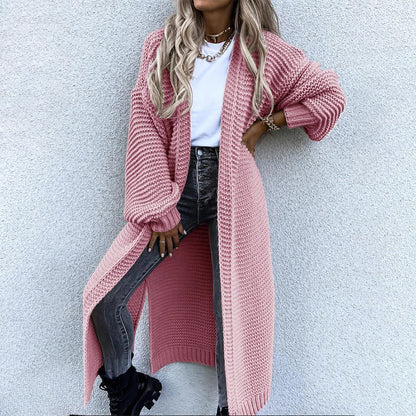 Women's Mid-length Puff Sleeve Cardigan