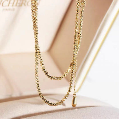 18K Gold Necklace Bungee Wave Bead Chain