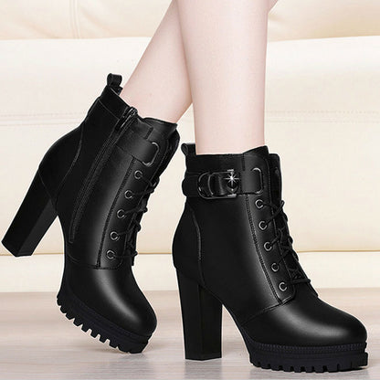 Fashion Women Tide Ankle Boots Thick High Heels