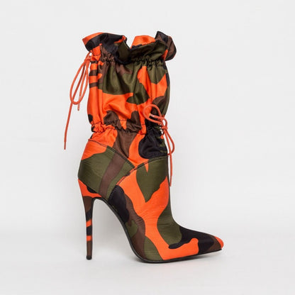 Middle-Tube Boots With High Heels And Pointed Toes