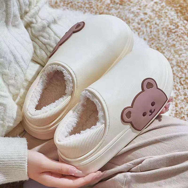 Bear Fluffy Winter House Shoes For Women