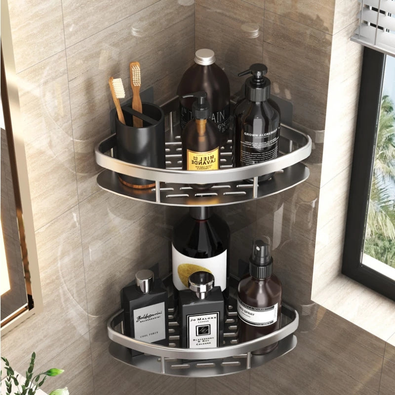 Bathroom No-drill Corner Wall Mount Shelf Storage Rack