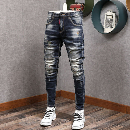 Men's Slim Elastic Black Jeans