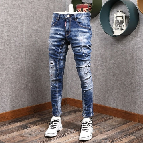 Men's Slim Elastic Black Jeans