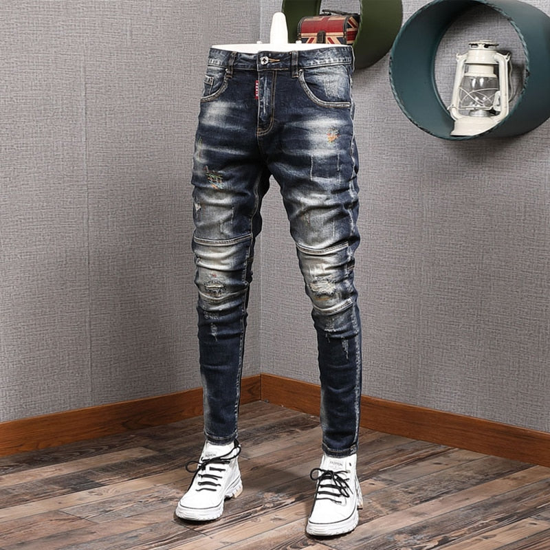 Men's Slim Elastic Black Jeans