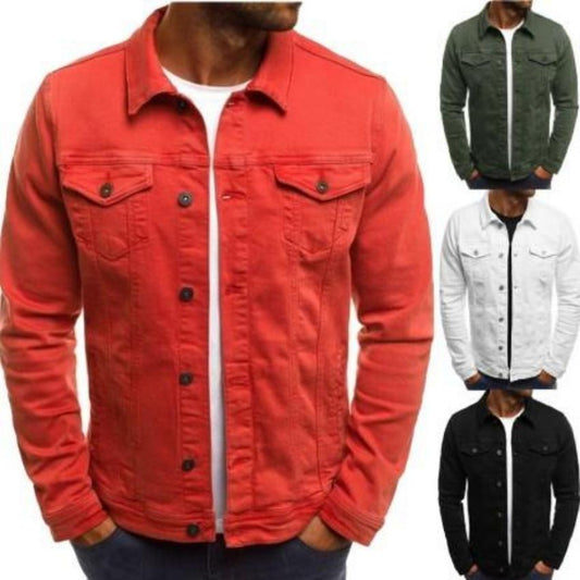 Mens Casual Dual Pocket Denim Jacket