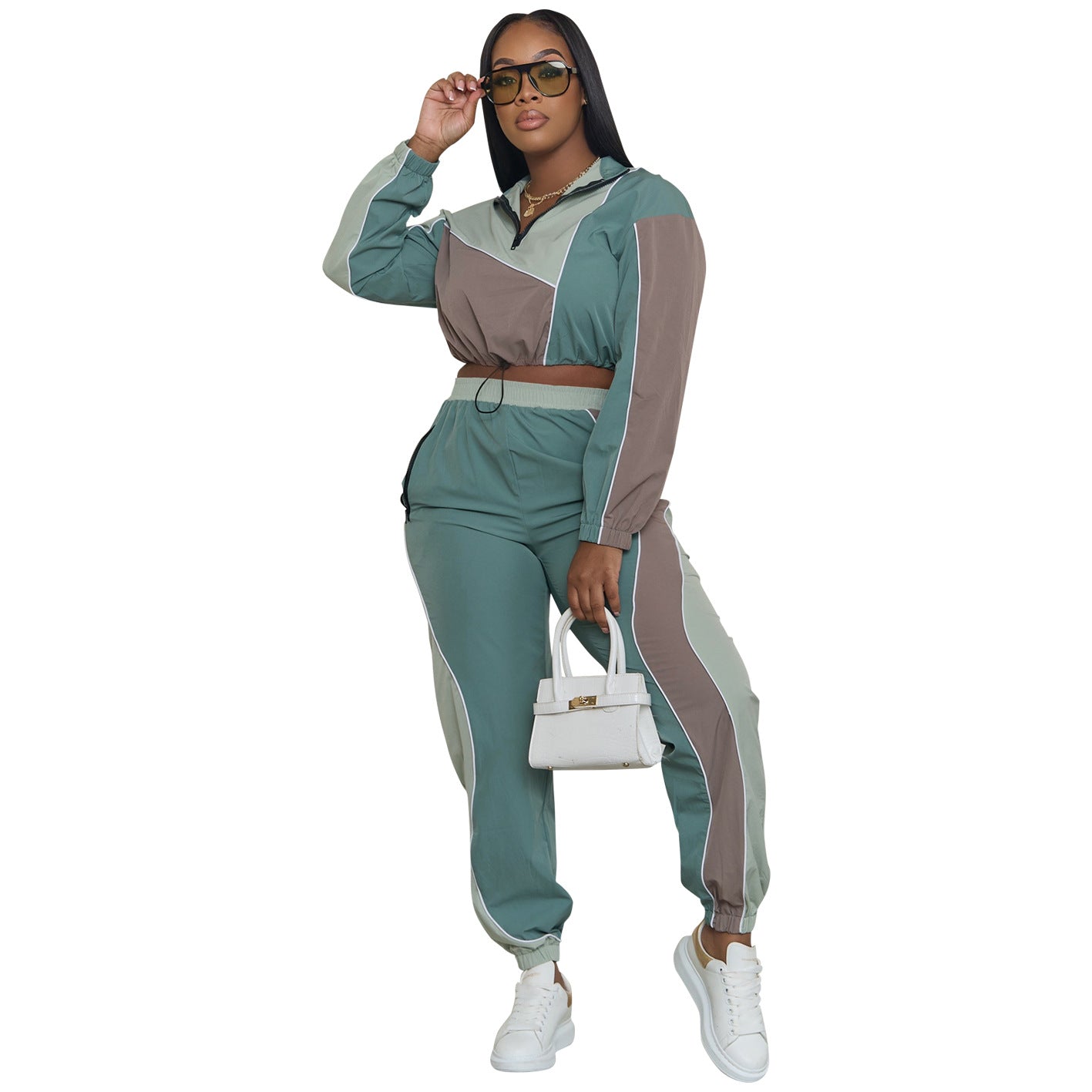 European And American Women's Clothing Running Suit Two-piece Set